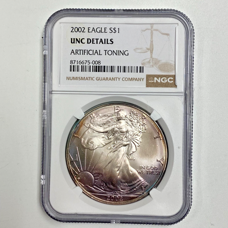 2002 $1 1-oz American Silver Eagle NGC UNC DETAILS