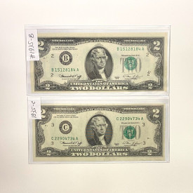 Lot of 2 Circulated 1976 Two Dollar Bills
