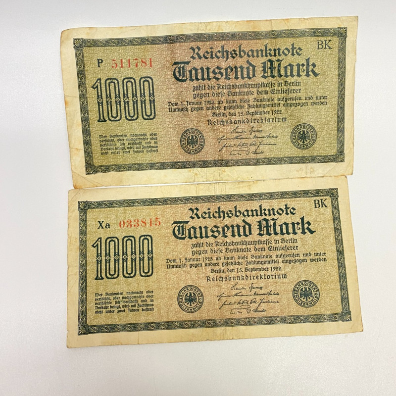 GERMANY REICHSBANKNOTE 11 pcs 1000 MARK 1922 GERMANY REICHSBANKNOTE 11 pcs 1000 MARK 1922