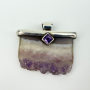 Amethyst Stalactite Raw Geode Druzy Sterling Silver 925 Handcrafted Pendant 1.5"
