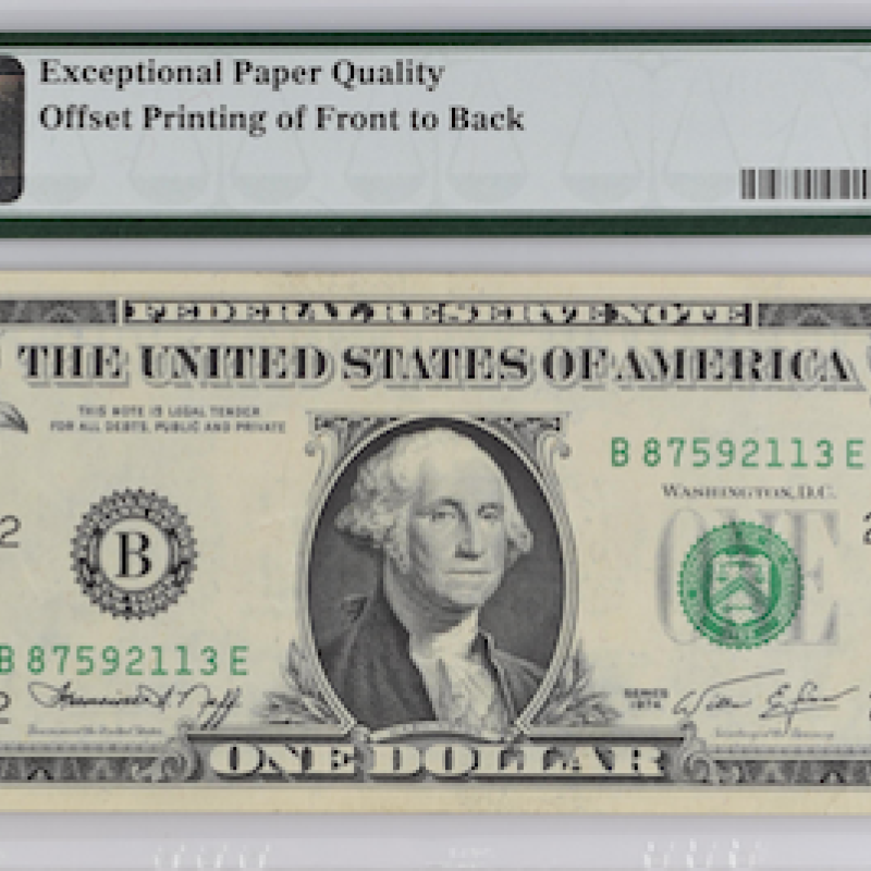 1974 PMG 55 FR #1908-B  $1 (BE BLOCK) ERROR 1974 PMG 55 FR #1908-B  $1 (BE BLOCK) ERROR