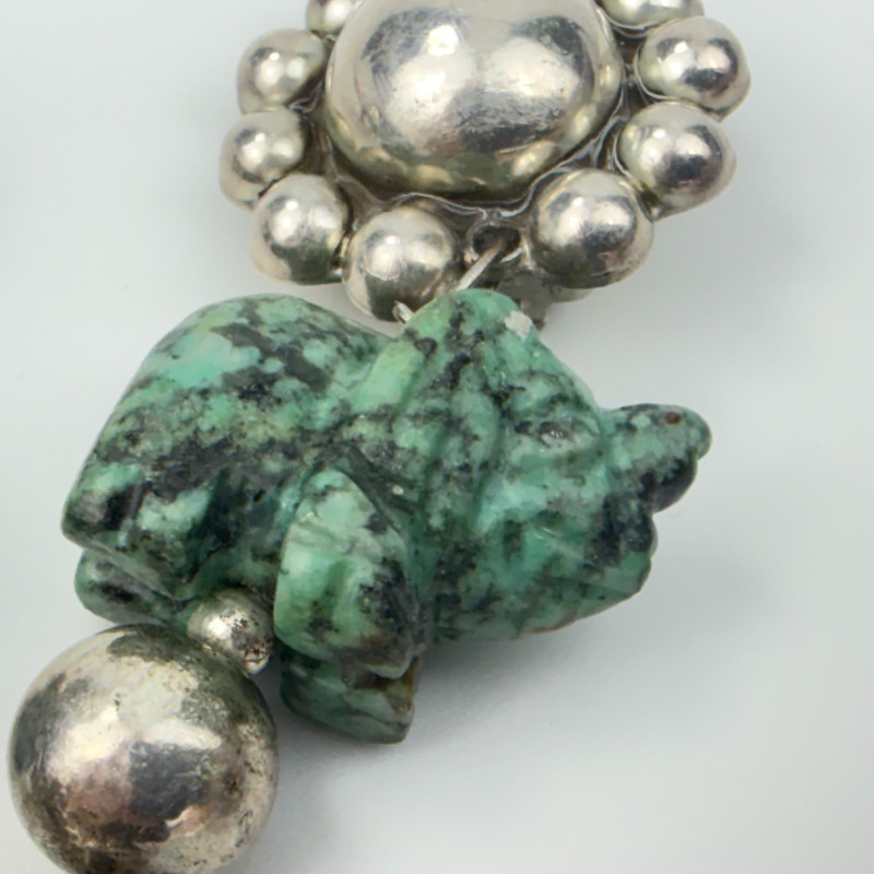 Rare Elephant Turquoise Stone Clip on Earrings Mexico TR-161