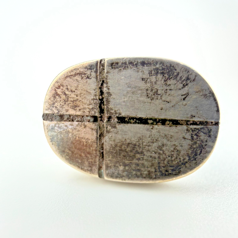 Vintage Elegant Oval Sterling Silver Cufflinks with a Cross Mid-Century Modern