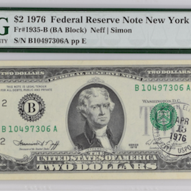 FR# 1935 $2 1976   NEW YORK  ( BA BLOCK) NEFF/SIMON 
