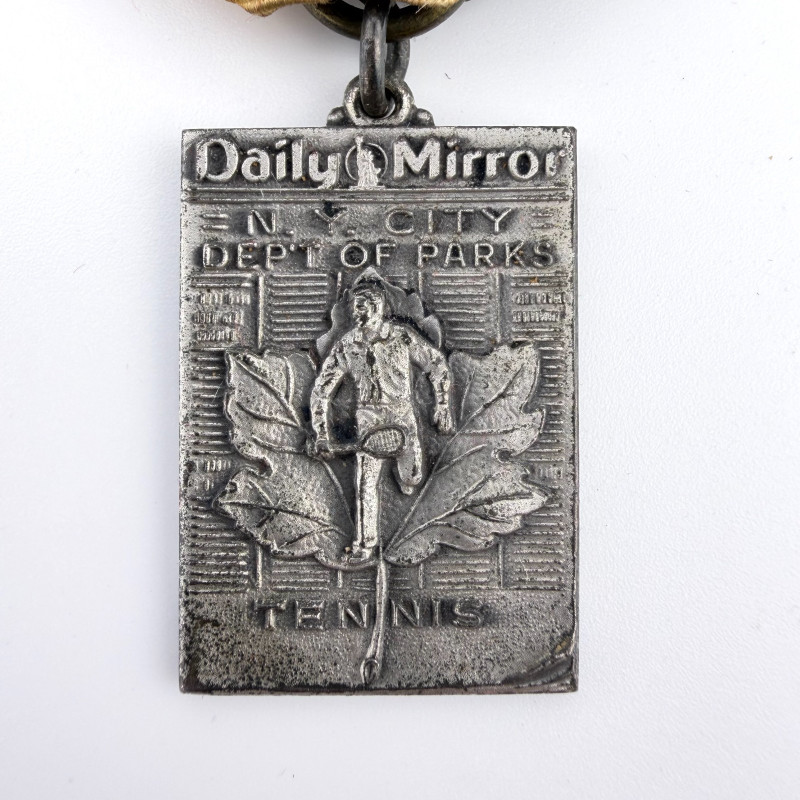 RARE ANTIQUE STERLING NEW YORK DEPT OF PARKS TENNIS MEDAL DAILY MIRROR