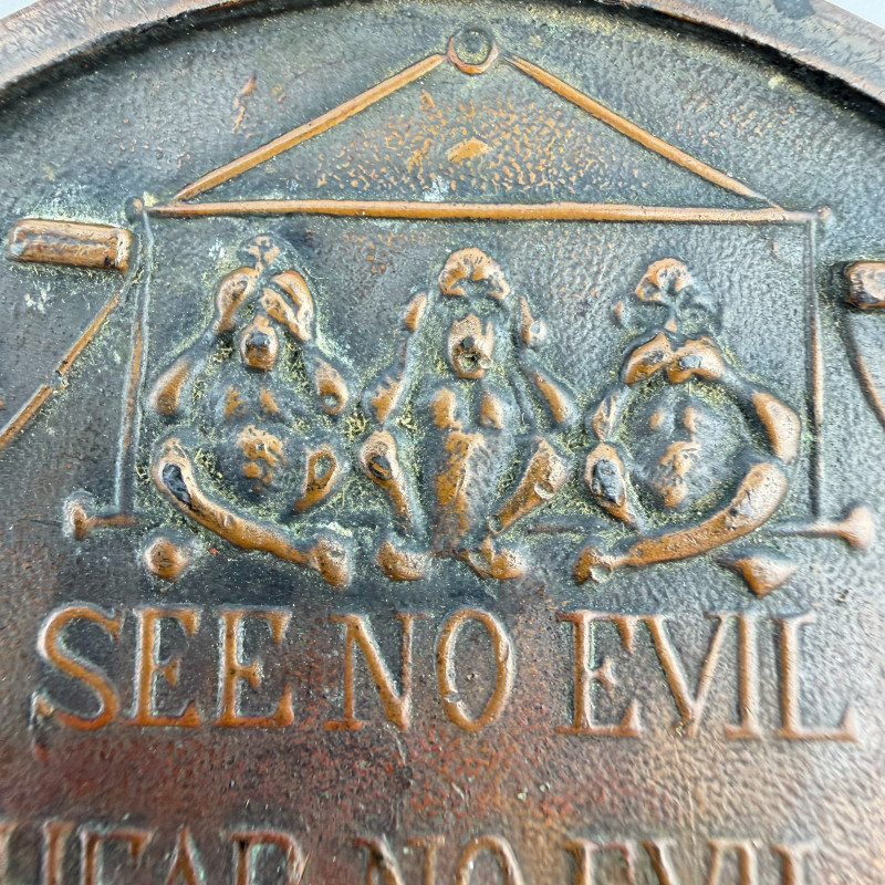 Large 2,9" Souvenir Penny of DETROIT - Three Monkey No Evil Reverse, Early 1900s