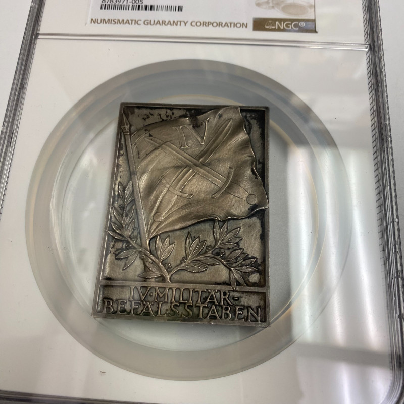 1956-Dated Norway Bronze IV Military Command Staff Silvered-(70x50mm) NGC MS 63