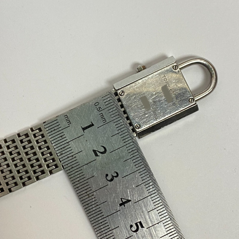 TORY BURCH Surrey Silver-tone Chain Lock Bracelet Watch TORY BURCH Surrey Silver-tone Chain Lock Bracelet Watch