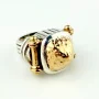 Dian Malouf Collectable Sterling Silver 14k Gold Drum Cocktail Ring Size 6