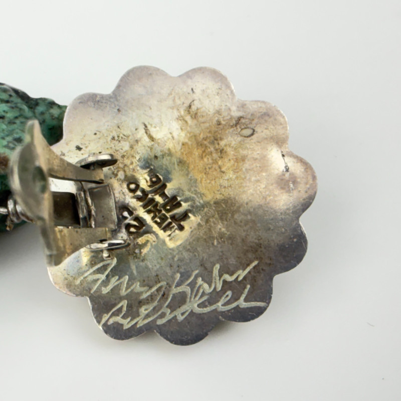 Rare Elephant Turquoise Stone Clip on Earrings Mexico TR-161