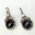 Vintage 925 Sterling Silver - Black Onyx Round Dangle Earrings