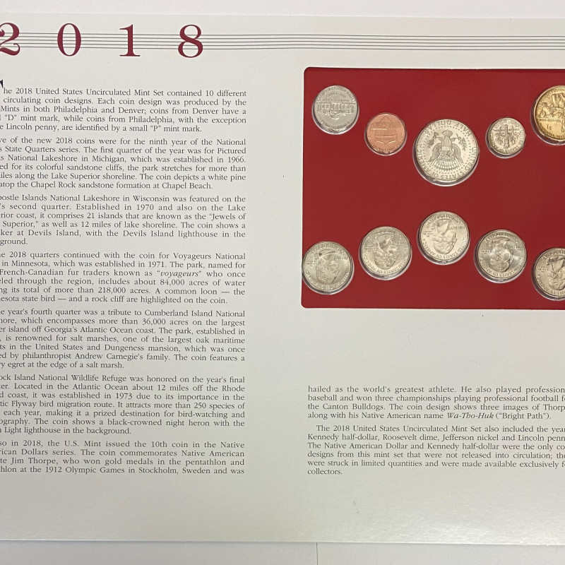 2018 D Denver Uncirculated Mint Set Postal Commemorative Society Coin & Stamps