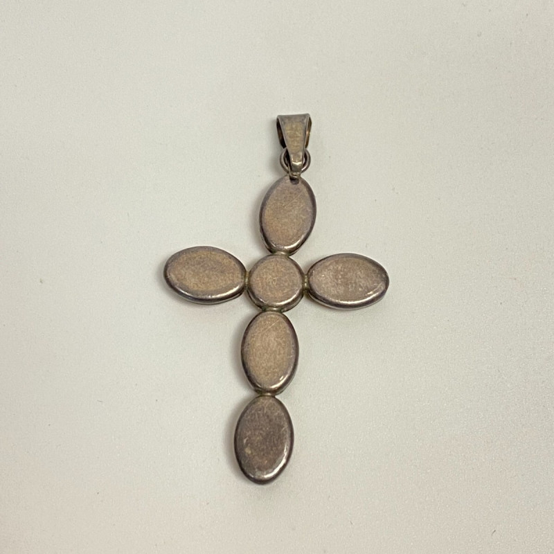 Vintage LARGE AMBER CROSS PENDANT Sterling Silver 53 on 35 mm