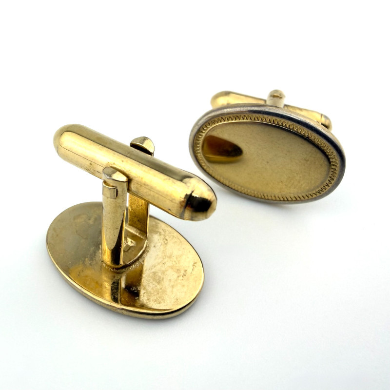 Brushed Finish Oval Cuff Links Men's Jewelry Gold Tone