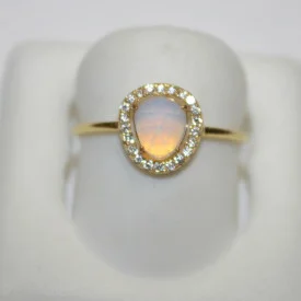 Shashi Sterling Silver Mother Pearl With White Sapphire Women's Ring Size 6.5