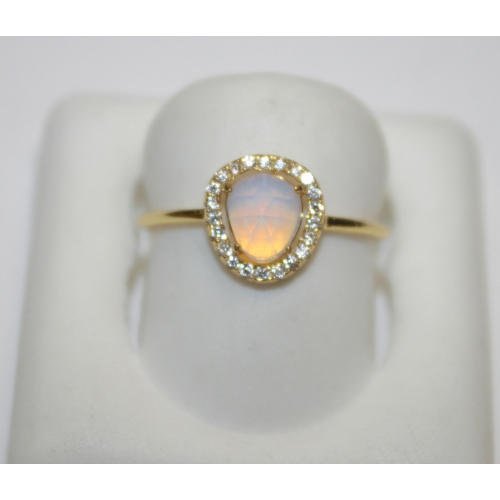 Shashi Sterling Silver Mother Pearl With White Sapphire Women's Ring Size 6.5