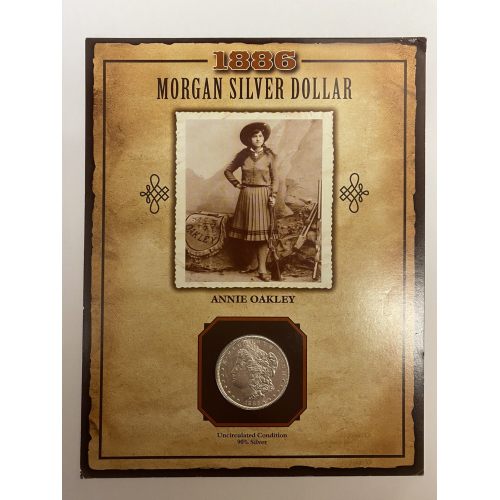1886 BU/UNC Morgan Silver Dollar - PCS LEGENDS OF THE WEST "Annie Oakley" 1886 BU/UNC Morgan Silver Dollar - PCS LEGENDS OF THE WEST "Annie Oakley"