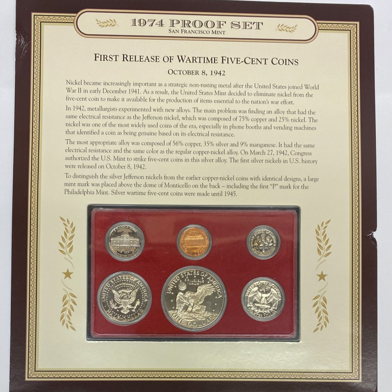 1974 San Francisco Mint Proof Set with Historic 1940 National Defense Stamp