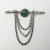 Rare Vintage Sue Susan Drabkin Sterling Silver Brooch with Chains and Green Jade