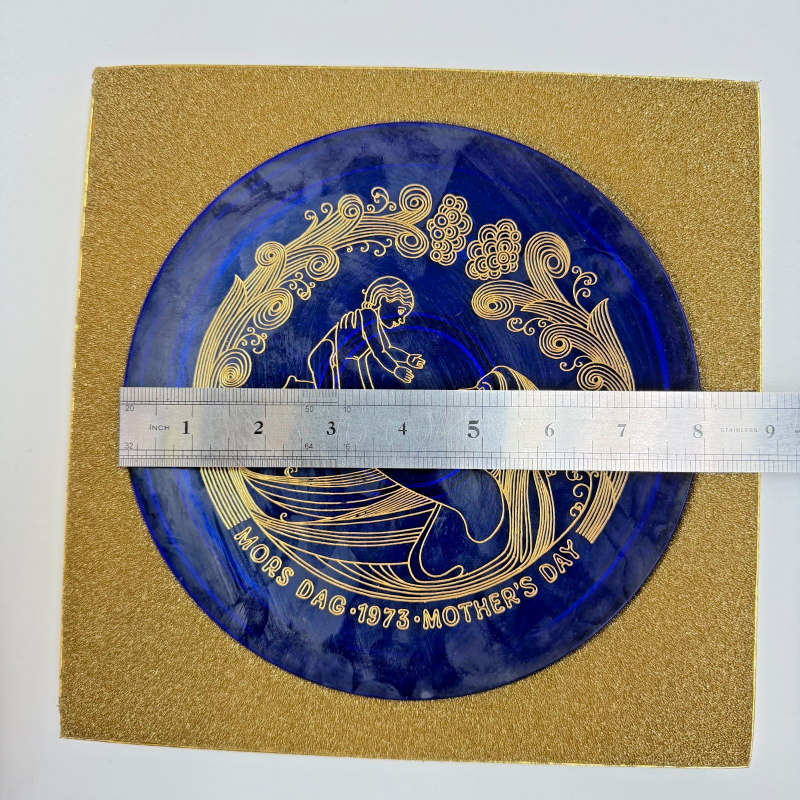 Vintage Mother's Day Plate - Cobalt Blue with Gold Etching Sweden 1973 w/Box