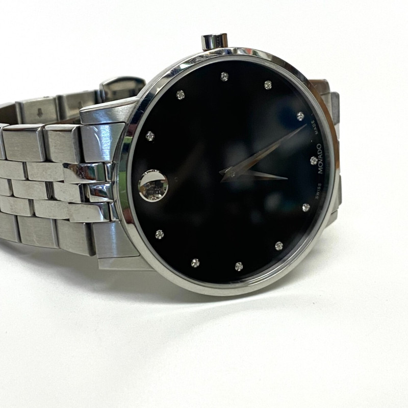 Movado Museum Man's Classic 1/20 CT. T.W. Diamond Watch with Black Dial, 40 mm