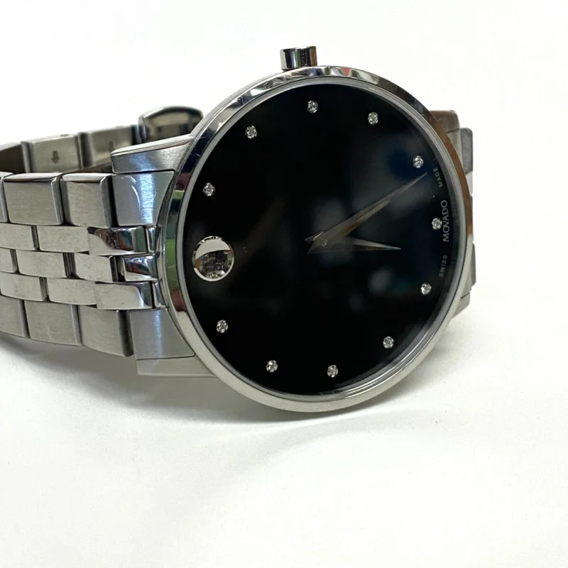 Movado Museum Man's Classic 1/20 CT. T.W. Diamond Watch with Black Dial, 40 mm