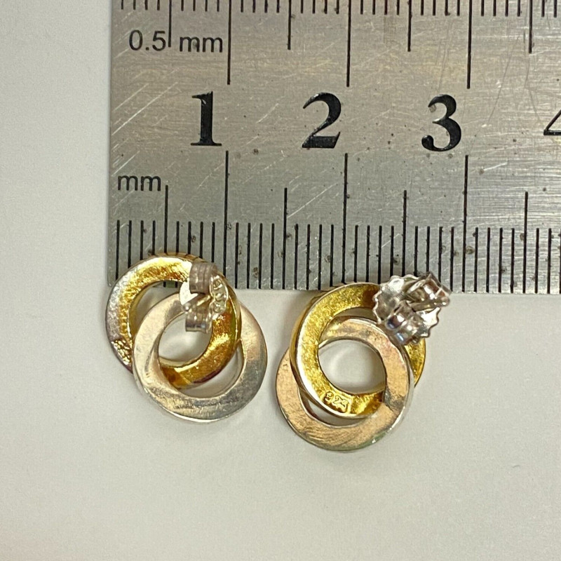 Gold Tone over Sterling Silver Two-Tone Double Circle Polished Stud Earrings Gold Tone over Sterling Silver Two-Tone Double Circle Polished Stud Earrings