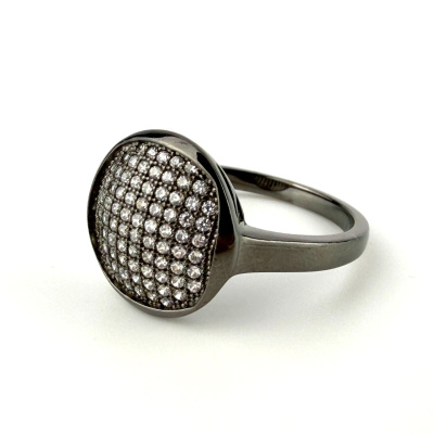 Black Rhodium 925 Silver Cubic Zirconia Ring Sz 7 Black Rhodium 925 Silver Cubic Zirconia Ring Sz 7