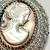 Vtg. Sterling Silver Oval Black Mother of Pearl Cameo Pin Brooch/ Pendant K.L.