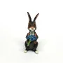 BUNNY FIGURINES SET ONE HAS FLOWERS IN HAND