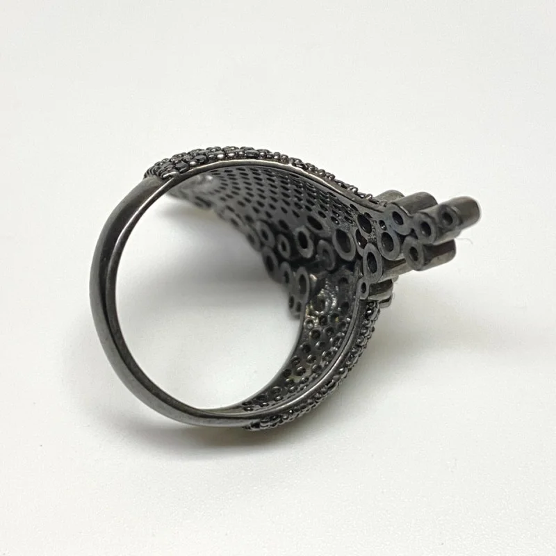 Sterling Silver Black Onyx and Rubies Ring