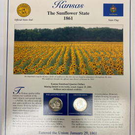 2005 Postal Commemorative Society Statehood Quarter/stamps Kansas P & D