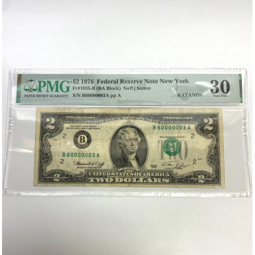 Fr 1935-B (BA Block) $2 1976 FRN New York PMG 30 B60000003A Fr 1935-B (BA Block) $2 1976 FRN New York PMG 30 B60000003A