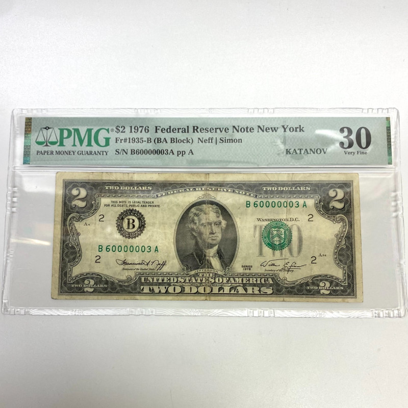 Fr 1935-B (BA Block) $2 1976 FRN New York PMG 30 B60000003A