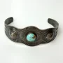 Vintage 1950's Navajo Silver Turquoise APPLIED ARROWHEAD Cufa Bracelet