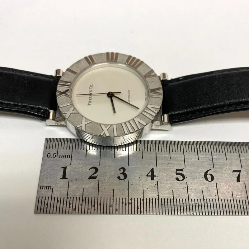 Tiffany & Co Atlas Large Sterling Silver Round Mechanical Watch