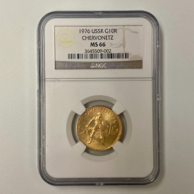 1976 Chervonetz 10 Roubles NGC MS66
