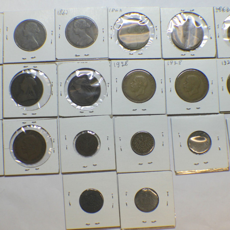 1861-1917 20 Pieces of Collection Coins Great Britian Victorian & GERMAN EMPIRE
