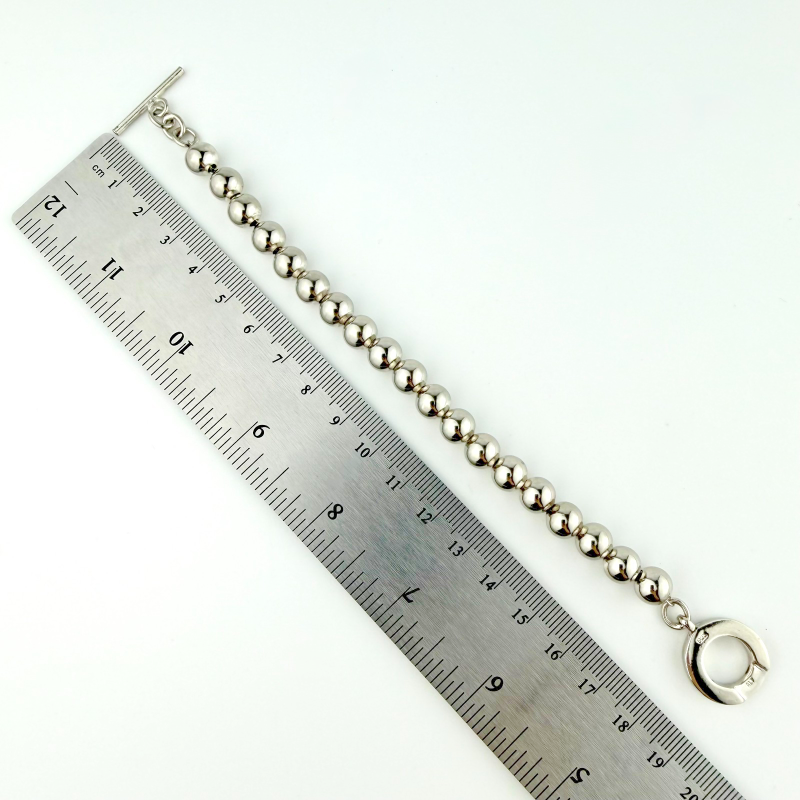 Vintage Italian ALF Sterling Silver 925 Ball Bead Bracelet Toggle Clasp