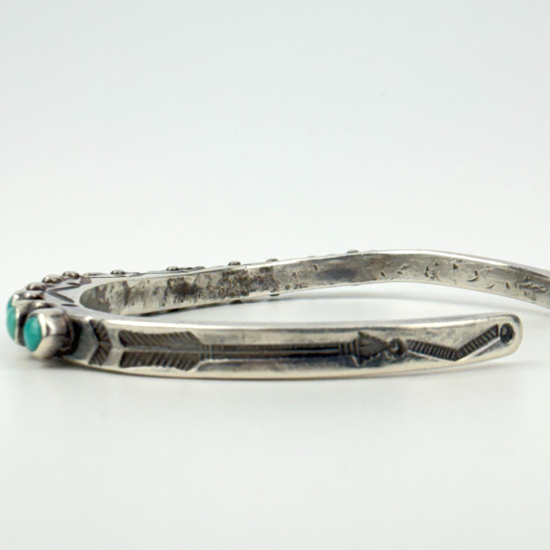 Old Pawn Navajo Sterling Silver Fifteen SNAKE EYE TURQUOISE Bracelet