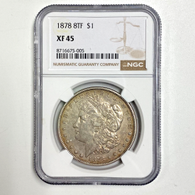 1878 8TF NGC XF 45, MORGAN DOLLAR $1