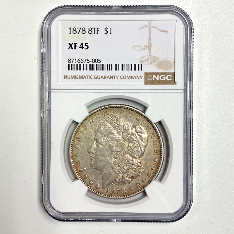 1878 8TF NGC XF 45, MORGAN DOLLAR $1