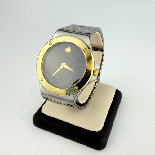 Movado Swiss Museum Classic Mens St. Steel Watch Gold tone Dots Two-Tone Movado Swiss Museum Classic Mens St. Steel Watch Gold tone Dots Two-Tone