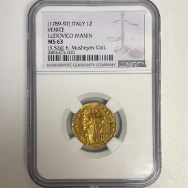 1789-97 Italy Gold Zecchino Venice Ludovico Manin NGC MS63
