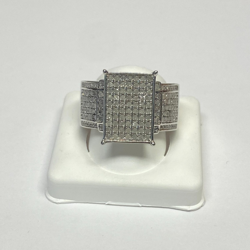 RHODIUM OVER Sterling Silver Ring ROUND DIAMOND 1.00ctw, SIZE 11