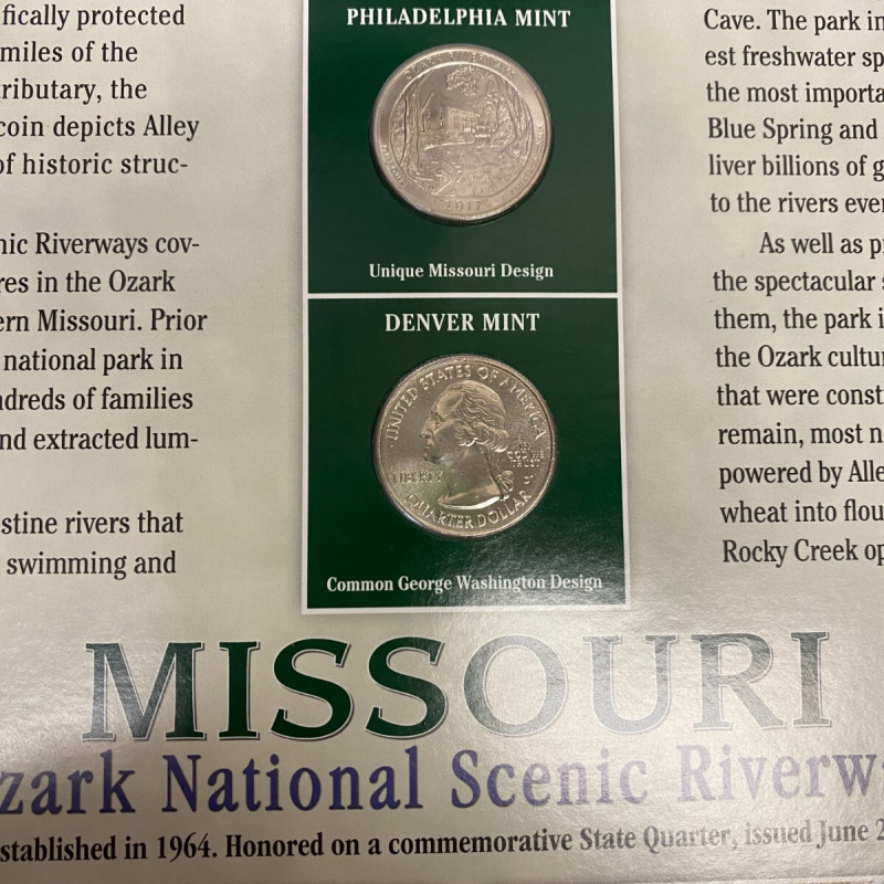 2017 Coins + Stamps MISSOURI State Quarter Set Collection P + D