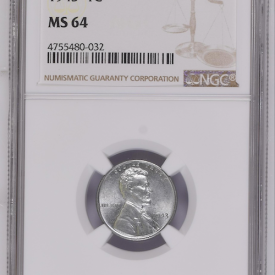 1943 NGC MS 64 1c Lincoln Wheat (Small Number 4)