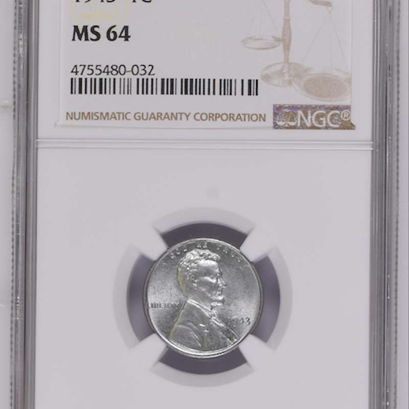 1943 NGC MS 64 1c Lincoln Wheat (Small Number 4) 1943 NGC MS 64 1c Lincoln Wheat (Small Number 4)