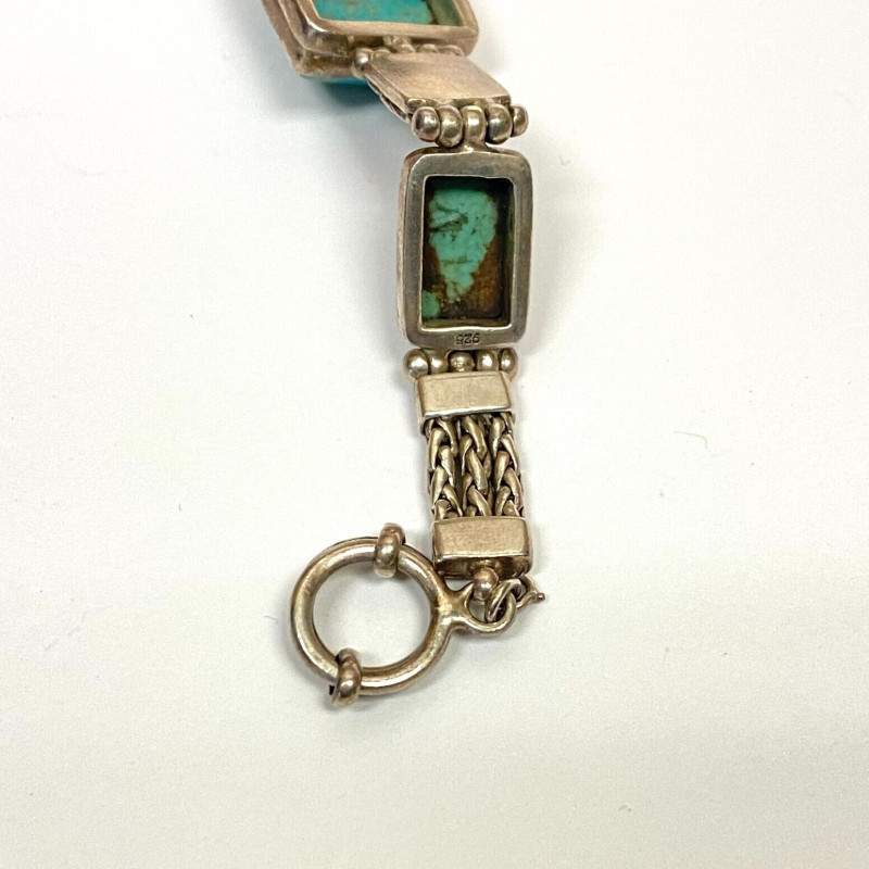 Vintage 925 Sterling Silver Bracelet with Turquoise stomnes