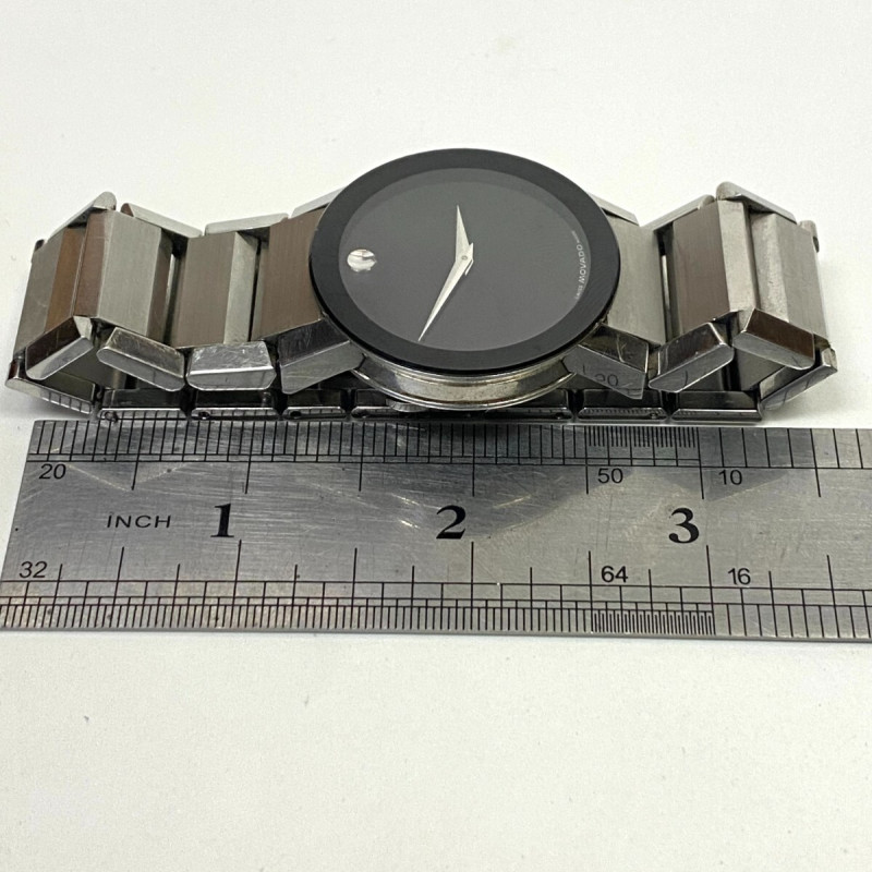 Movado Stainless Steel Men's 35mm Museum Dial Watch Model 84G1 1896, band 7.25"